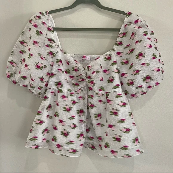 💥SOLD💥BuddyLove Blakely Peplum Short Sleeve Top - Calla Lily - Picture 7 of 13